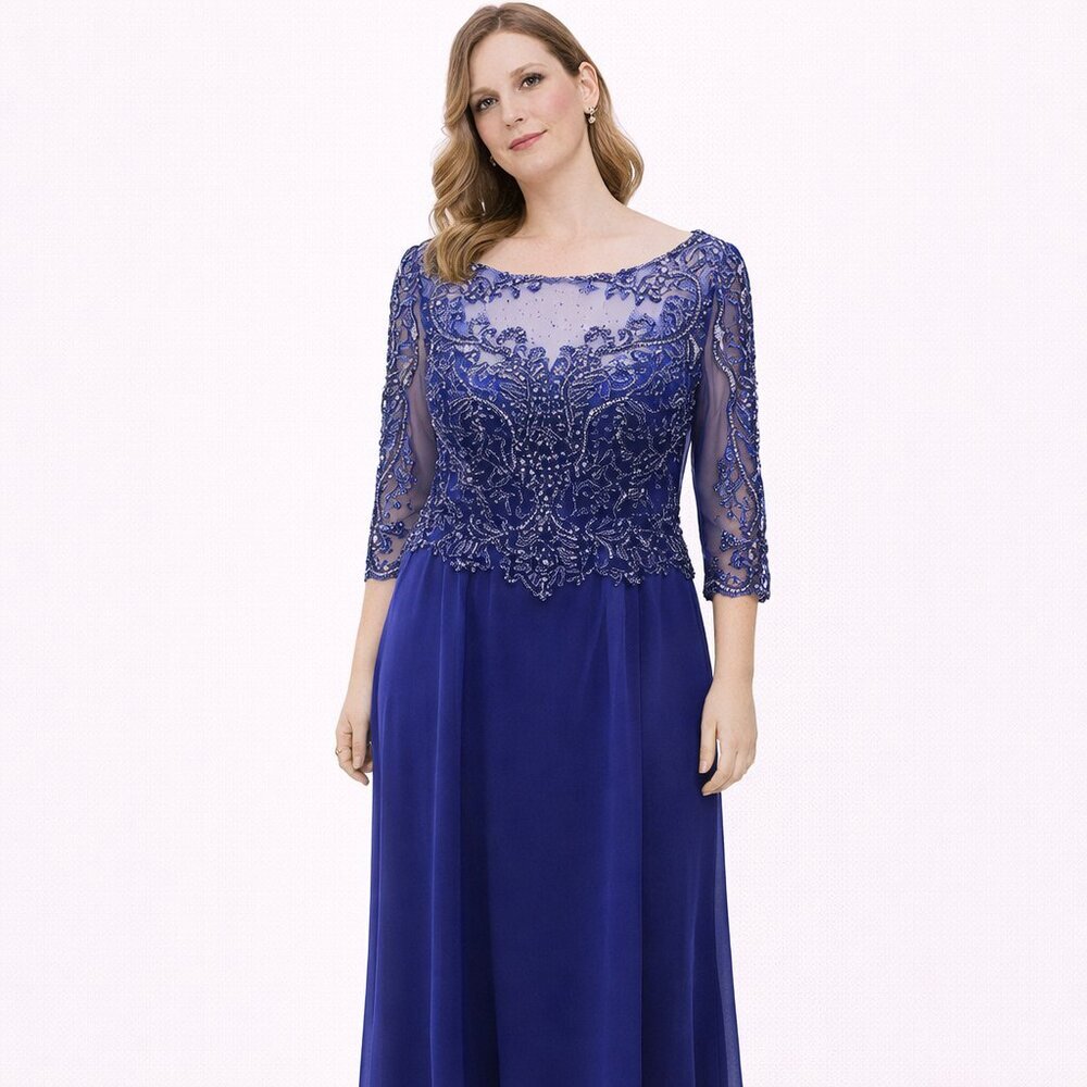 Montage by Mon Cheri dress formal beaded navy-blue Size:12